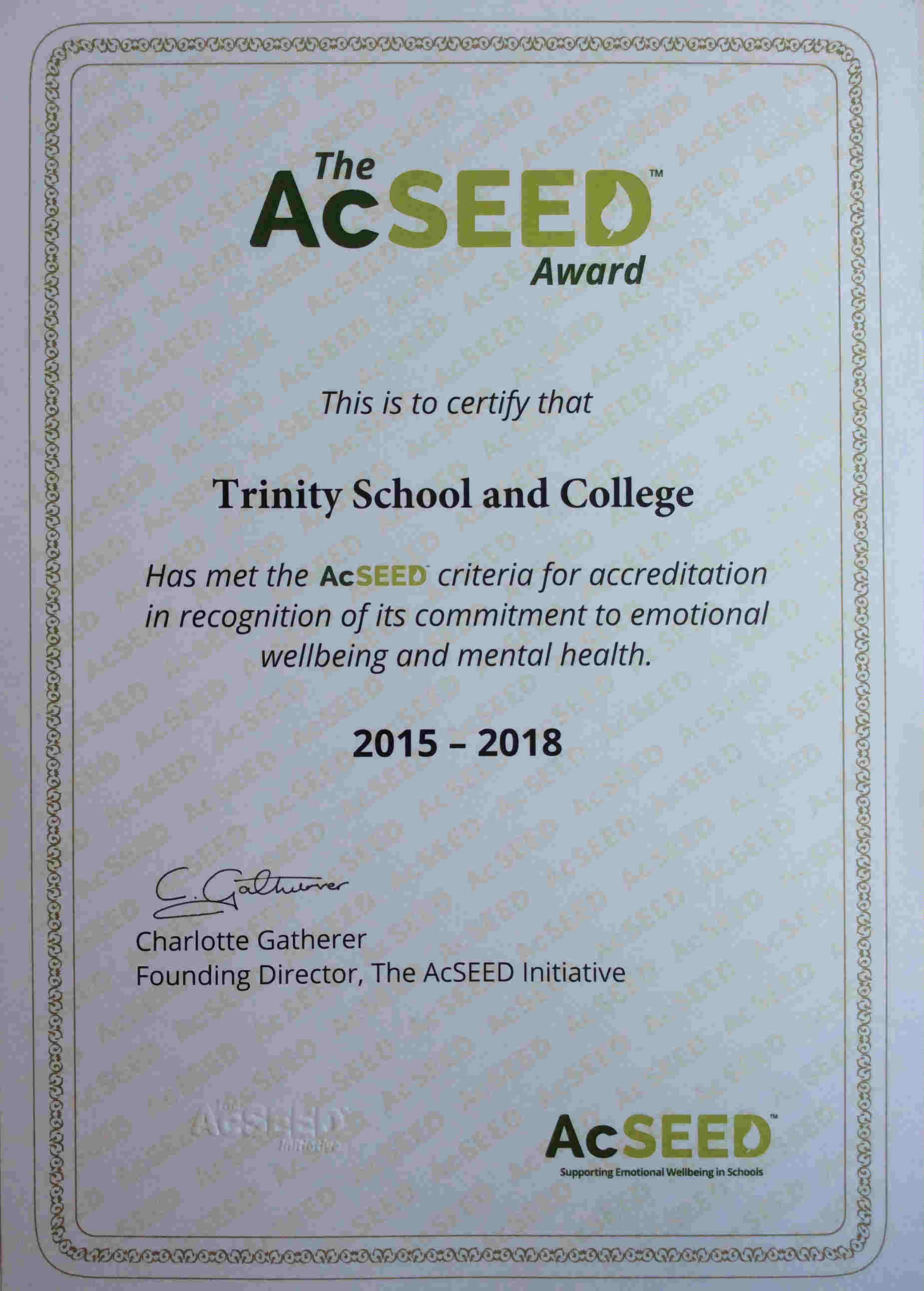 Trinity certificate